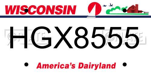 HGX8555 Wisconsin License Plate