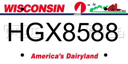HGX8588 Wisconsin License Plate