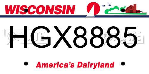 HGX8885 Wisconsin License Plate