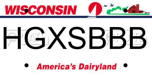 HGXSBBB Wisconsin License Plate