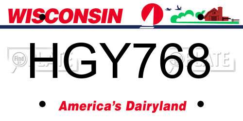 HGY768 Wisconsin License Plate