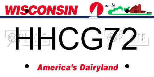 HHCG72 Wisconsin License Plate