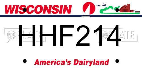 HHF214 Wisconsin License Plate