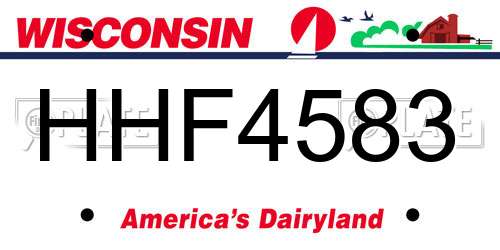 HHF4583 Wisconsin License Plate