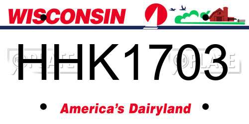 HHK1703 Wisconsin License Plate