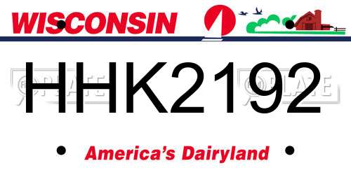 HHK2192 Wisconsin License Plate