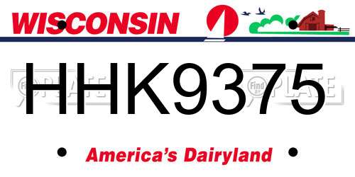 HHK9375 Wisconsin License Plate