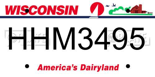 HHM3495 Wisconsin License Plate