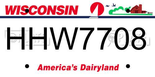 HHW7708 Wisconsin License Plate