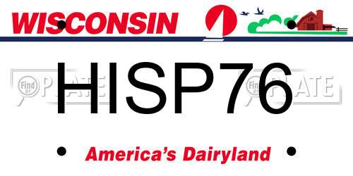 HISP76 Wisconsin License Plate