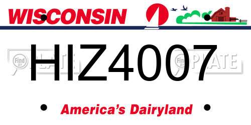 HIZ4007 Wisconsin License Plate