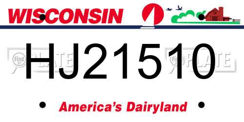 HJ21510 Wisconsin License Plate