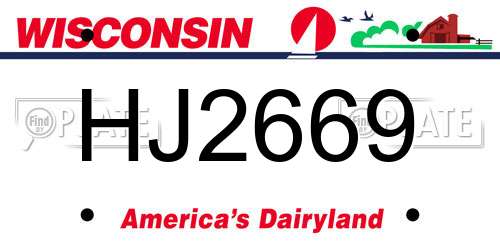 HJ2669 Wisconsin License Plate