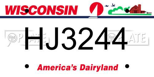 HJ3244 Wisconsin License Plate