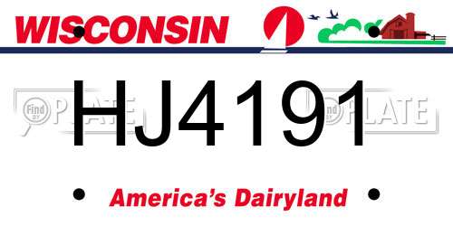 HJ4191 Wisconsin License Plate