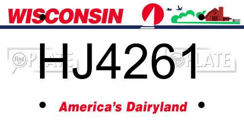 HJ4261 Wisconsin License Plate