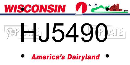 HJ5490 Wisconsin License Plate