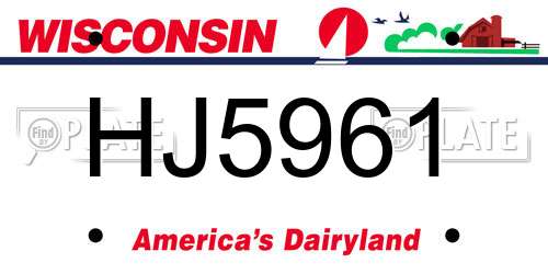 HJ5961 Wisconsin License Plate
