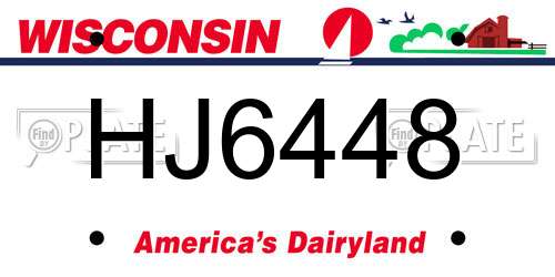 HJ6448 Wisconsin License Plate