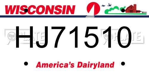 HJ71510 Wisconsin License Plate