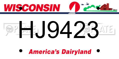 HJ9423 Wisconsin License Plate