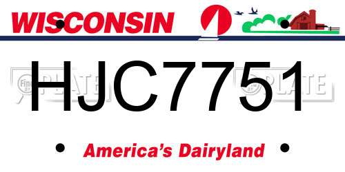 HJC7751 Wisconsin License Plate
