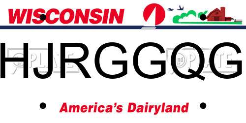 HJRGGQG Wisconsin License Plate