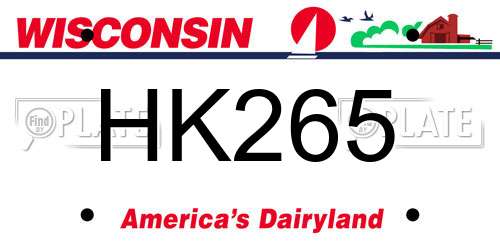 HK265 Wisconsin License Plate