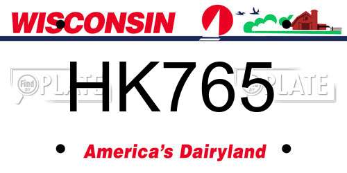 HK765 Wisconsin License Plate