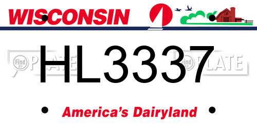 HL3337 Wisconsin License Plate