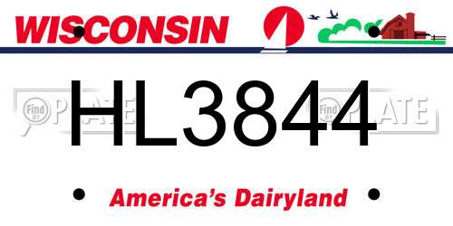 HL3844 Wisconsin License Plate