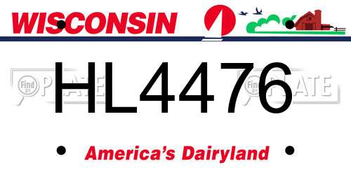 HL4476 Wisconsin License Plate