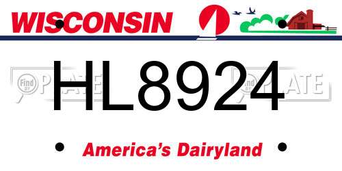 HL8924 Wisconsin License Plate