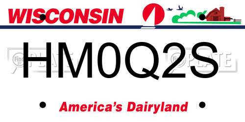HM0Q2S Wisconsin License Plate