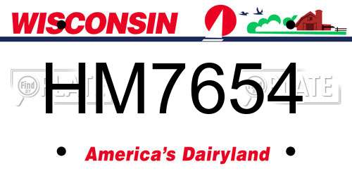 HM7654 Wisconsin License Plate