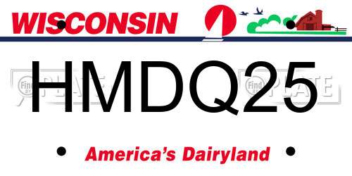 HMDQ25 Wisconsin License Plate