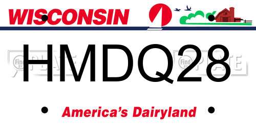 HMDQ28 Wisconsin License Plate