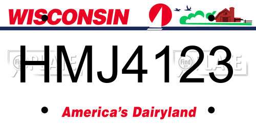 HMJ4123 Wisconsin License Plate