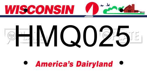 HMQ025 Wisconsin License Plate