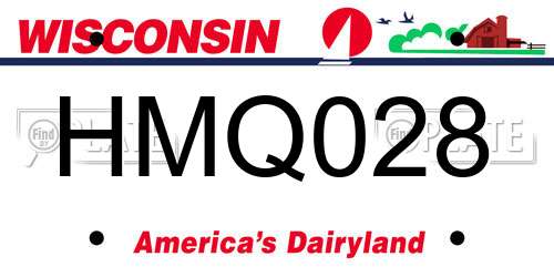 HMQ028 Wisconsin License Plate