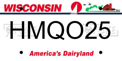HMQO25 Wisconsin License Plate