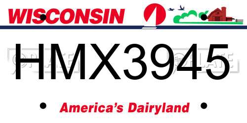 HMX3945 Wisconsin License Plate
