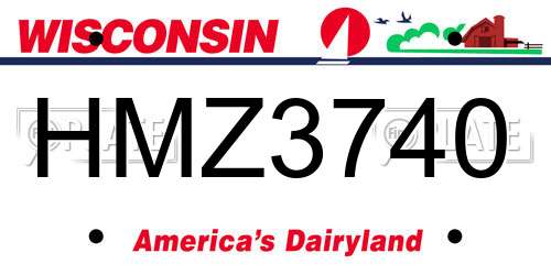 HMZ3740 Wisconsin License Plate