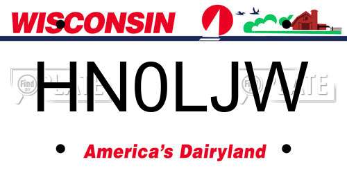 HN0LJW Wisconsin License Plate