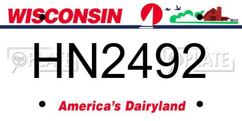 HN2492 Wisconsin License Plate