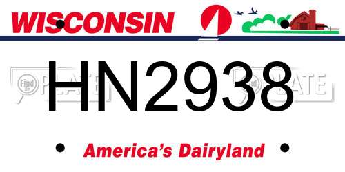 HN2938 Wisconsin License Plate