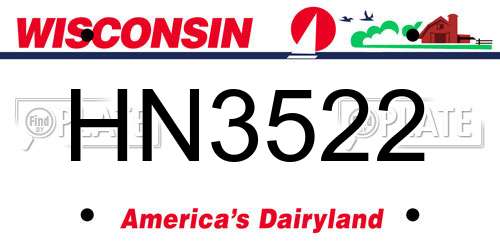 HN3522 Wisconsin License Plate
