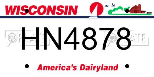 HN4878 Wisconsin License Plate