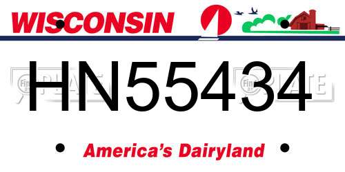 HN55434 Wisconsin License Plate
