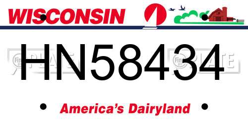 HN58434 Wisconsin License Plate